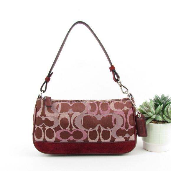 Authentic Coach Y2K Signature Burgundy & Pink Demi Bag - Picture 1 of 9